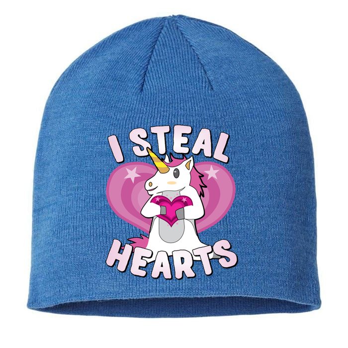 I Steal Hearts Unicorn Valentine's Day Funny Gift Sustainable Beanie