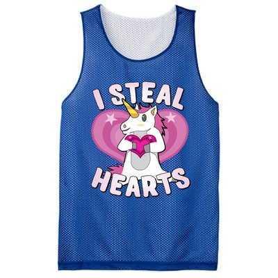 I Steal Hearts Unicorn Valentine's Day Funny Gift Mesh Reversible Basketball Jersey Tank