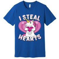 I Steal Hearts Unicorn Valentine's Day Funny Gift Premium T-Shirt