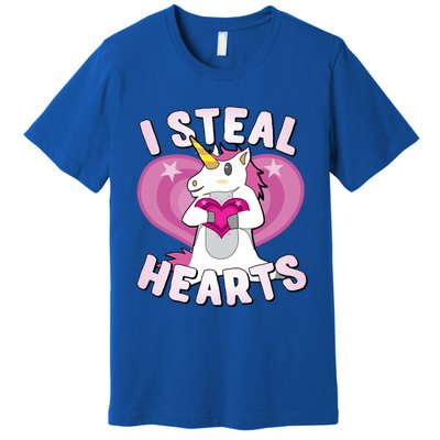 I Steal Hearts Unicorn Valentine's Day Funny Gift Premium T-Shirt