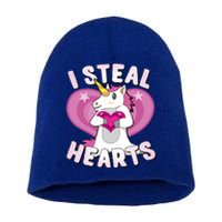 I Steal Hearts Unicorn Valentine's Day Funny Gift Short Acrylic Beanie