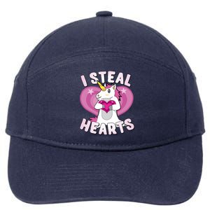 I Steal Hearts Unicorn Valentine's Day Funny Gift 7-Panel Snapback Hat