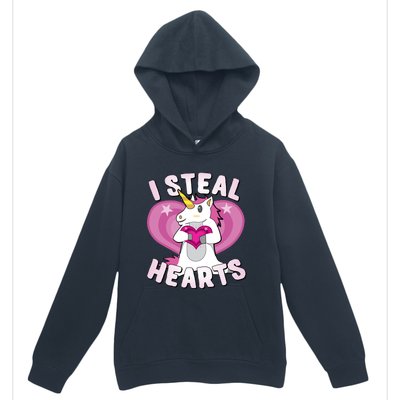 I Steal Hearts Unicorn Valentine's Day Funny Gift Urban Pullover Hoodie