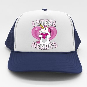 I Steal Hearts Unicorn Valentine's Day Funny Gift Trucker Hat