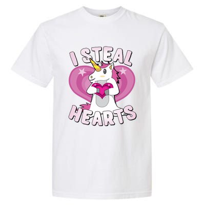 I Steal Hearts Unicorn Valentine's Day Funny Gift Garment-Dyed Heavyweight T-Shirt