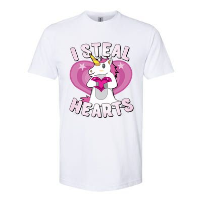 I Steal Hearts Unicorn Valentine's Day Funny Gift Softstyle CVC T-Shirt