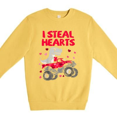 I Steal Hearts Dinosaur Valentines Day Premium Crewneck Sweatshirt