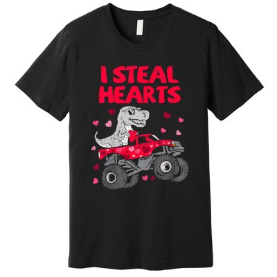 I Steal Hearts Dinosaur Valentines Day Premium T-Shirt