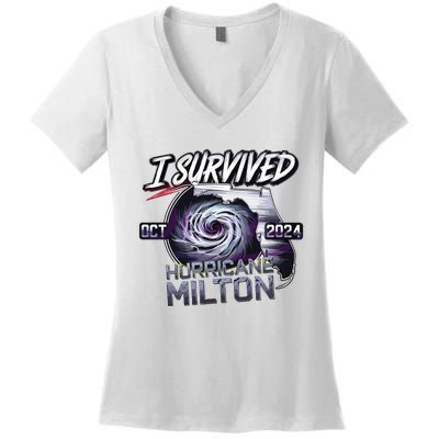 I Survived Hurricane Milton 2024 Women's V-Neck T-Shirt