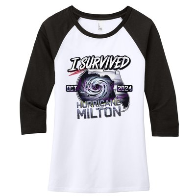 I Survived Hurricane Milton 2024 Women's Tri-Blend 3/4-Sleeve Raglan Shirt