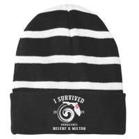 I Survived Hurricane Milton 2024 Striped Beanie with Solid Band