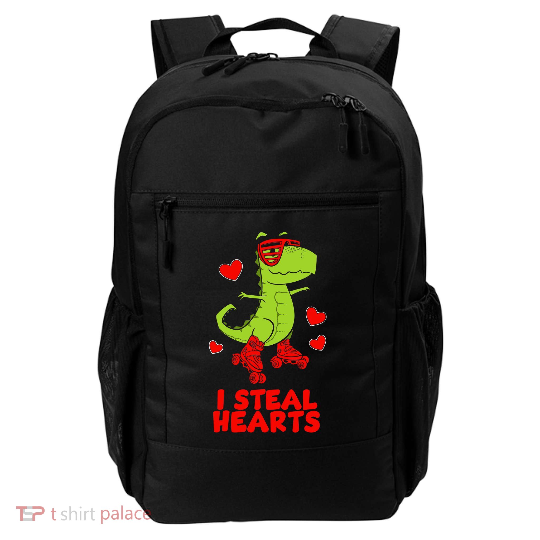 I Steal Hearts Dinosaur Valentines Day Backpack