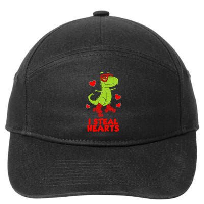 I Steal Hearts Dinosaur Valentines Day 7-Panel Snapback Hat