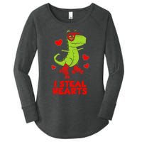 I Steal Hearts Dinosaur Valentines Day Women's Perfect Tri Tunic Long Sleeve Shirt