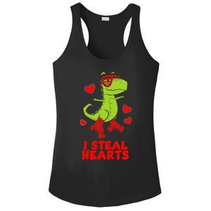 I Steal Hearts Dinosaur Valentines Day Ladies PosiCharge Competitor Racerback Tank