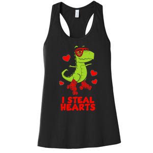 I Steal Hearts Dinosaur Valentines Day Women's Racerback Tank