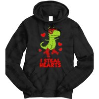 I Steal Hearts Dinosaur Valentines Day Tie Dye Hoodie