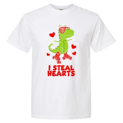 I Steal Hearts Dinosaur Valentines Day Garment-Dyed Heavyweight T-Shirt