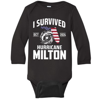 I Survived Hurricane Milton 2024 Baby Long Sleeve Bodysuit