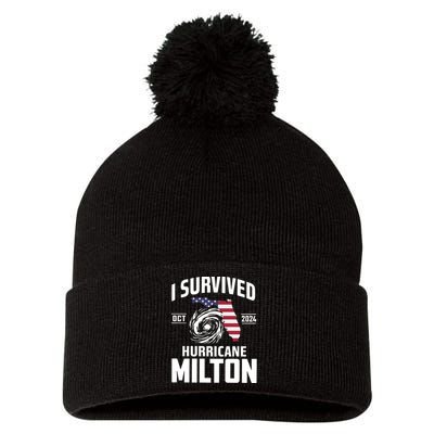 I Survived Hurricane Milton 2024 Pom Pom 12in Knit Beanie