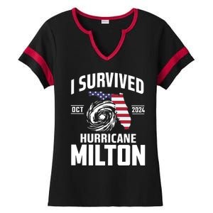 I Survived Hurricane Milton Ladies Halftime Notch Neck Tee