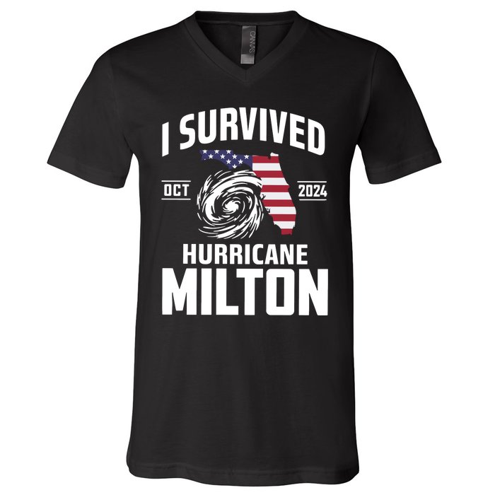 I Survived Hurricane Milton V-Neck T-Shirt