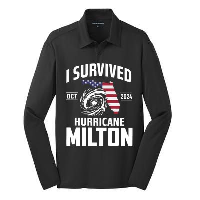 I Survived Hurricane Milton Silk Touch Performance Long Sleeve Polo