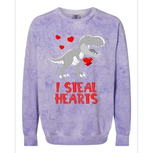 I Steal Hearts Dinosaur Valentines Day Colorblast Crewneck Sweatshirt