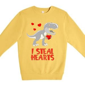 I Steal Hearts Dinosaur Valentines Day Premium Crewneck Sweatshirt