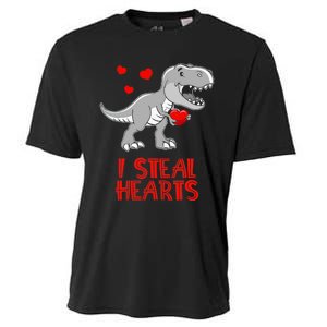 I Steal Hearts Dinosaur Valentines Day Cooling Performance Crew T-Shirt