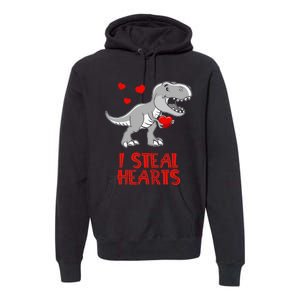 I Steal Hearts Dinosaur Valentines Day Premium Hoodie