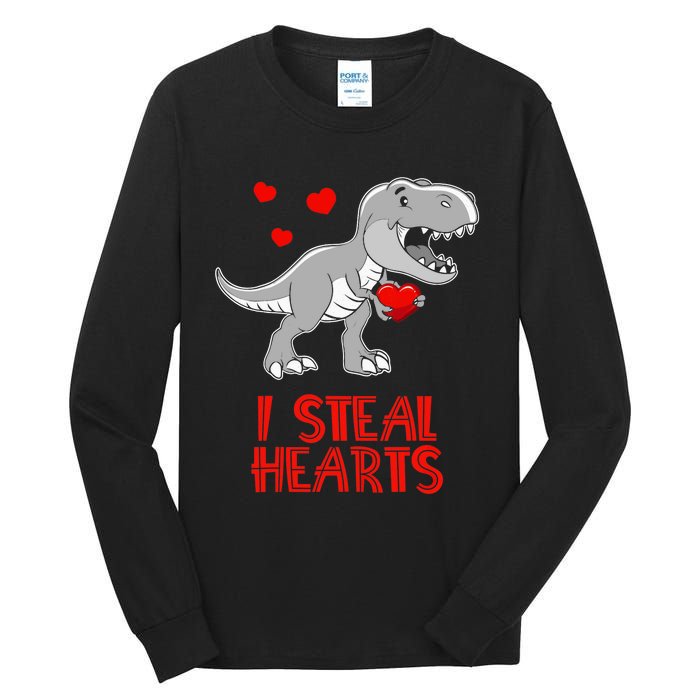 I Steal Hearts Dinosaur Valentines Day Tall Long Sleeve T-Shirt