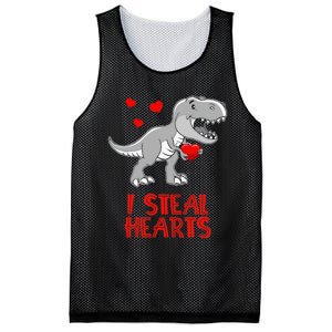 I Steal Hearts Dinosaur Valentines Day Mesh Reversible Basketball Jersey Tank