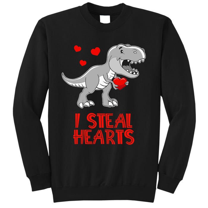 I Steal Hearts Dinosaur Valentines Day Tall Sweatshirt