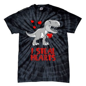 I Steal Hearts Dinosaur Valentines Day Tie-Dye T-Shirt