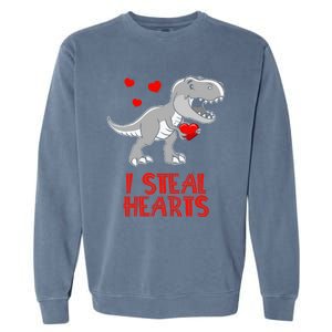 I Steal Hearts Dinosaur Valentines Day Garment-Dyed Sweatshirt