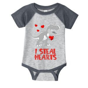 I Steal Hearts Dinosaur Valentines Day Infant Baby Jersey Bodysuit