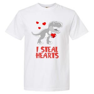 I Steal Hearts Dinosaur Valentines Day Garment-Dyed Heavyweight T-Shirt