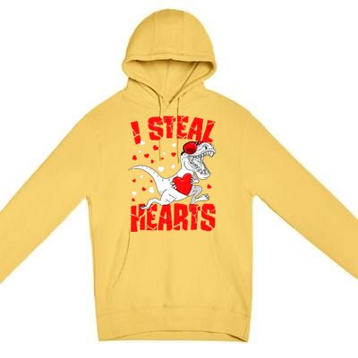 I Steal Hearts Trex Dino Baby Boy Valentines Day Gifts Premium Pullover Hoodie