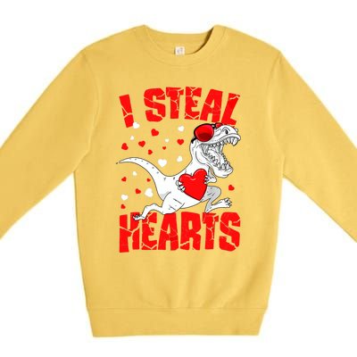 I Steal Hearts Trex Dino Baby Boy Valentines Day Gifts Premium Crewneck Sweatshirt