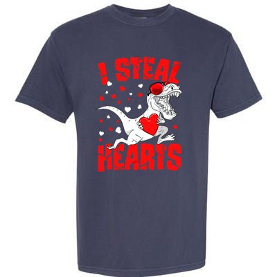 I Steal Hearts Trex Dino Baby Boy Valentines Day Gifts Garment-Dyed Heavyweight T-Shirt