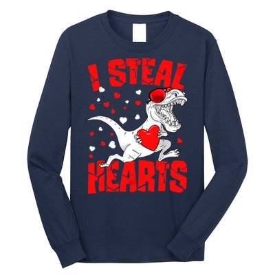 I Steal Hearts Trex Dino Baby Boy Valentines Day Gifts Long Sleeve Shirt