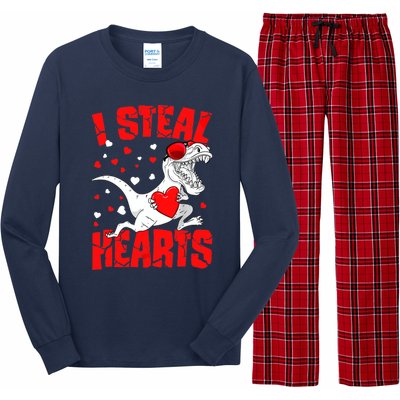 I Steal Hearts Trex Dino Baby Boy Valentines Day Gifts Long Sleeve Pajama Set