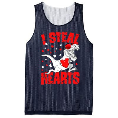 I Steal Hearts Trex Dino Baby Boy Valentines Day Gifts Mesh Reversible Basketball Jersey Tank