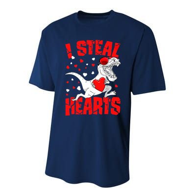 I Steal Hearts Trex Dino Baby Boy Valentines Day Gifts Performance Sprint T-Shirt