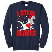 I Steal Hearts Trex Dino Baby Boy Valentines Day Gifts Tall Sweatshirt