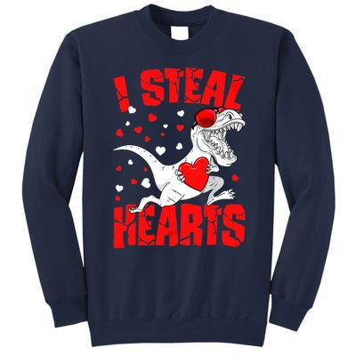 I Steal Hearts Trex Dino Baby Boy Valentines Day Gifts Tall Sweatshirt