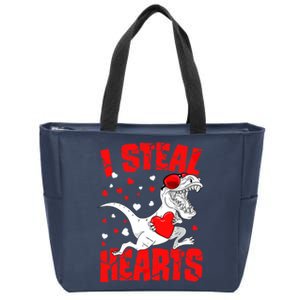 I Steal Hearts Trex Dino Baby Boy Valentines Day Gifts Zip Tote Bag