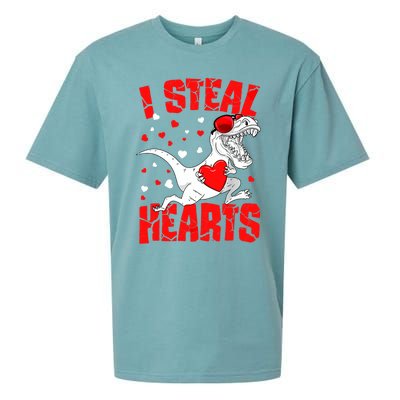 I Steal Hearts Trex Dino Baby Boy Valentines Day Gifts Sueded Cloud Jersey T-Shirt