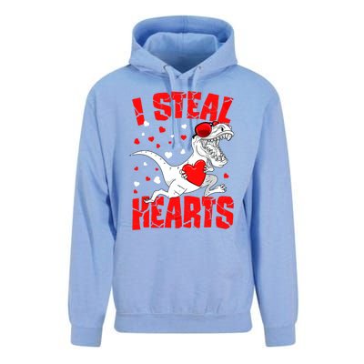 I Steal Hearts Trex Dino Baby Boy Valentines Day Gifts Unisex Surf Hoodie